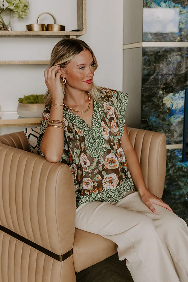 Merlot Whisper Floral Top in Mocha sold by Impressions