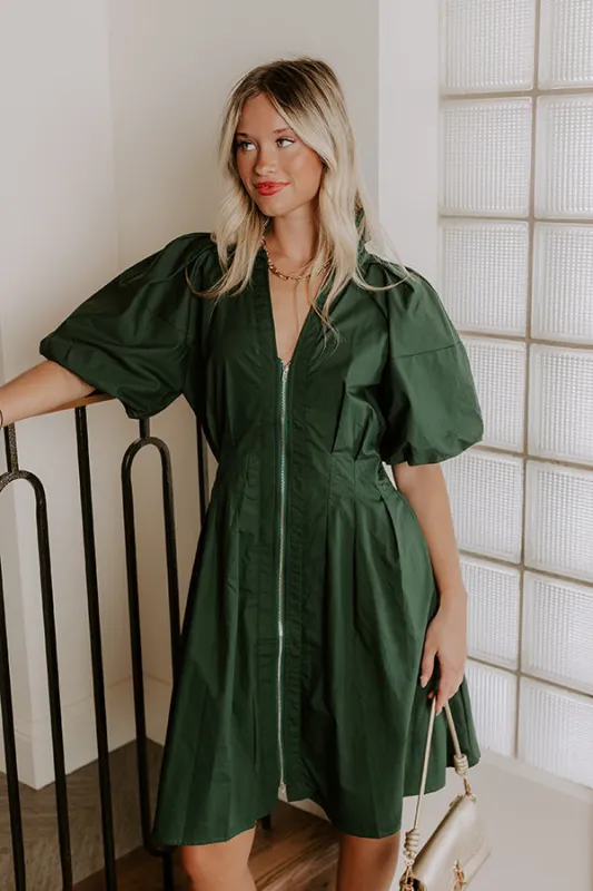 Napa Girls Trip Mini Dress in Hunter Green sold by Impressions