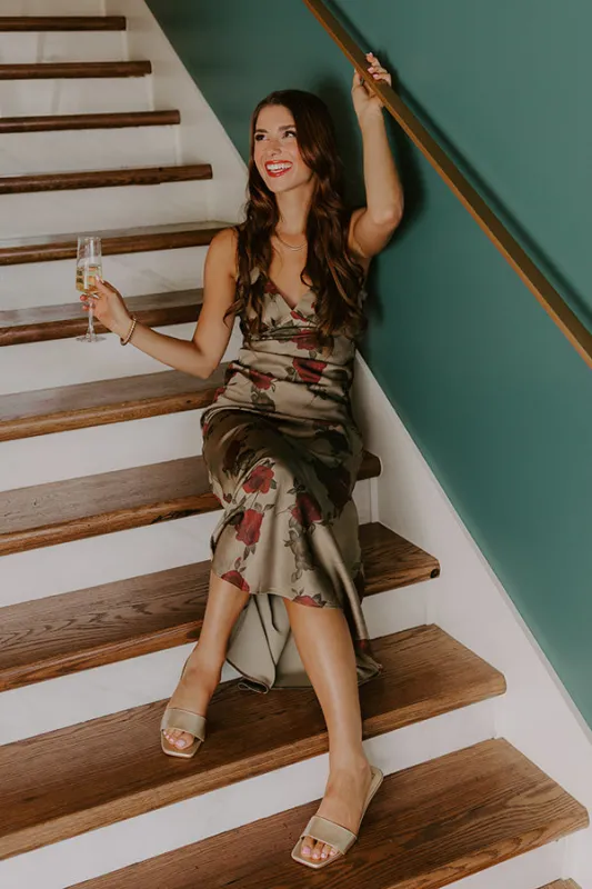 Midnight Garden Satin Floral Maxi Dress made by Promesa