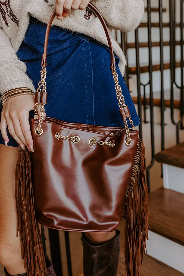 Chic Moment Faux Leather Fringe Purse in Chestnut sold by Impressions product image thumbnail 5