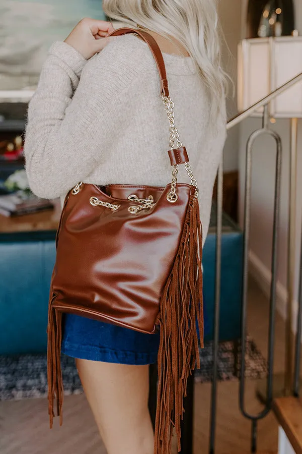 Chic Moment Faux Leather Fringe Purse in Chestnut sold by Impressions product image thumbnail 2