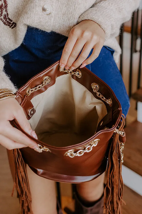 Chic Moment Faux Leather Fringe Purse in Chestnut sold by Impressions product image thumbnail 4