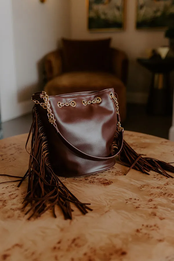 Chic Moment Faux Leather Fringe Purse in Chestnut sold by Impressions
