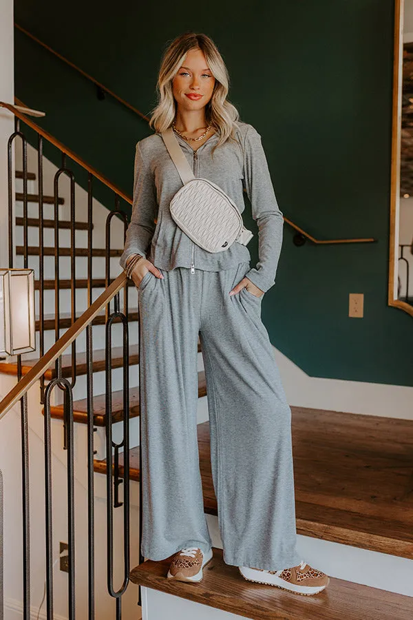 Soft Focus High Waist Wide Leg Pants in Grey sold by Impressions