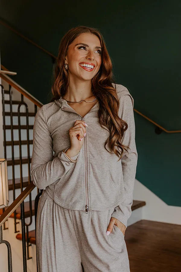 Soft Focus Zip Up Sweater in Mocha sold by Impressions