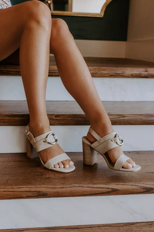 Hannah Faux Leather Heel in Stone sold by Impressions