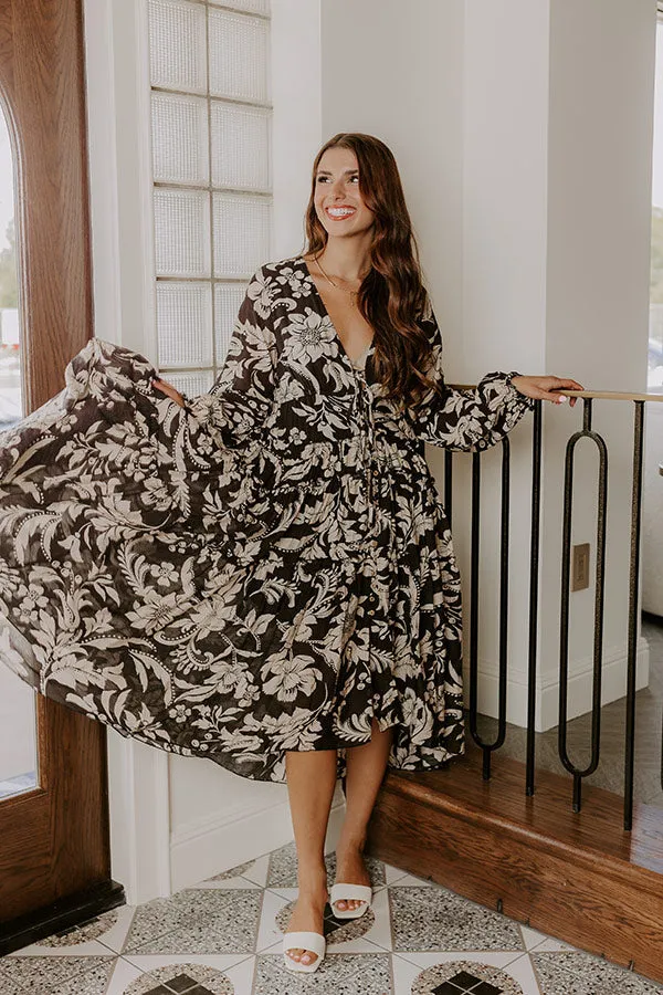 Vino Sipping Floral Midi Dress in Black sold by Impressions product image thumbnail 5