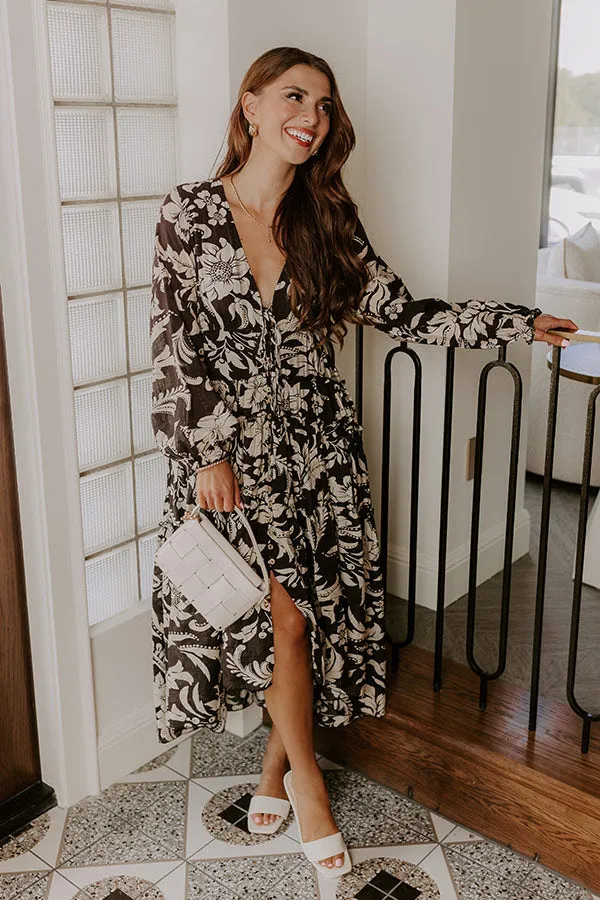 Vino Sipping Floral Midi Dress in Black sold by Impressions