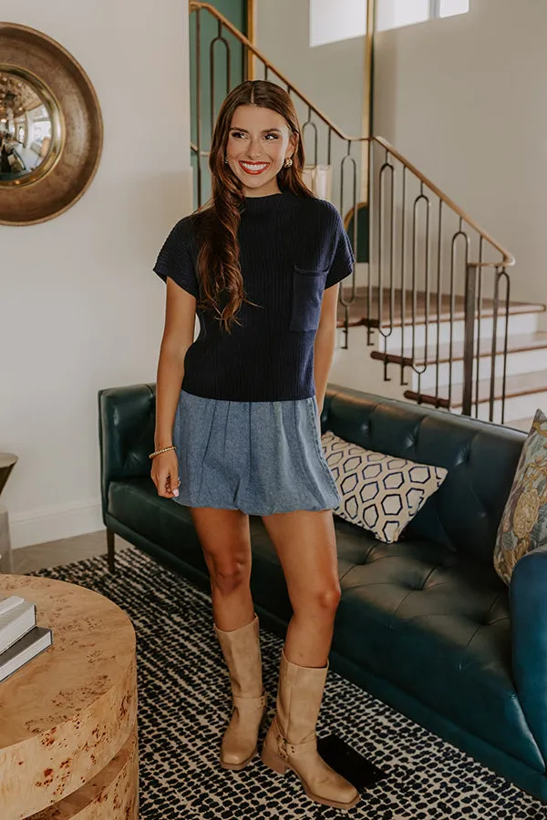 Poetry And Lattes Knit Top in Navy sold by Impressions product image thumbnail 3