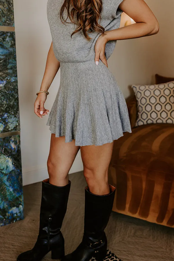 The Vineyard Affair High Waist Knit Mini Skirt in Grey sold by Impressions product image thumbnail 5