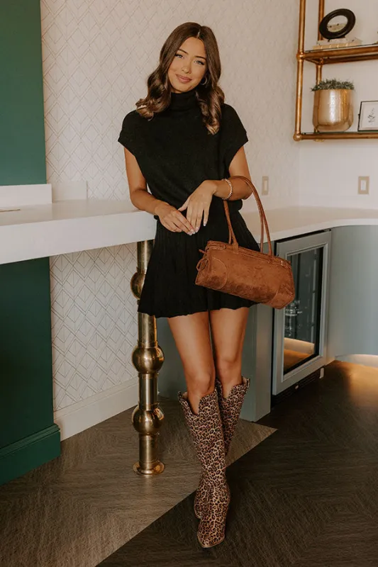 The Vineyard Affair High Waist Knit Mini Skirt in Black sold by Impressions