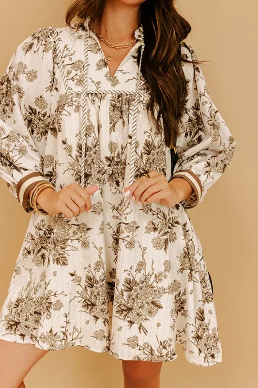 Veranda Chic Floral Mini Dress in Chestnut sold by Impressions