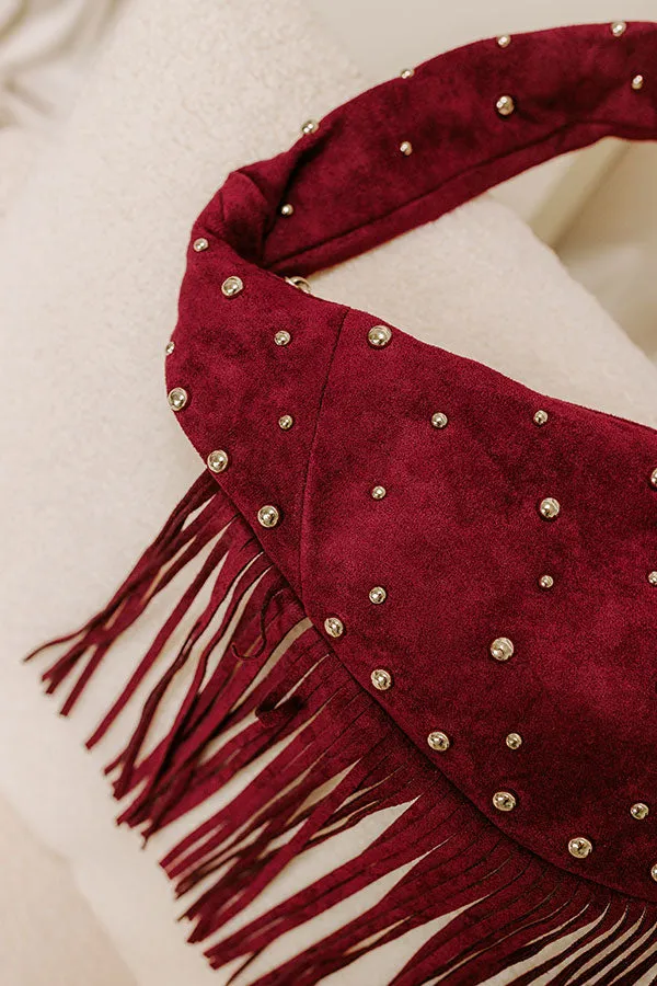 Boho Feels Faux Suede Fringe Purse in Wine sold by Impressions product image thumbnail 3