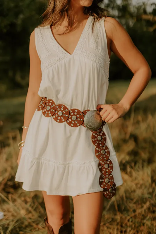 Boho Feels Faux Suede Disc Belt in Camel sold by Impressions