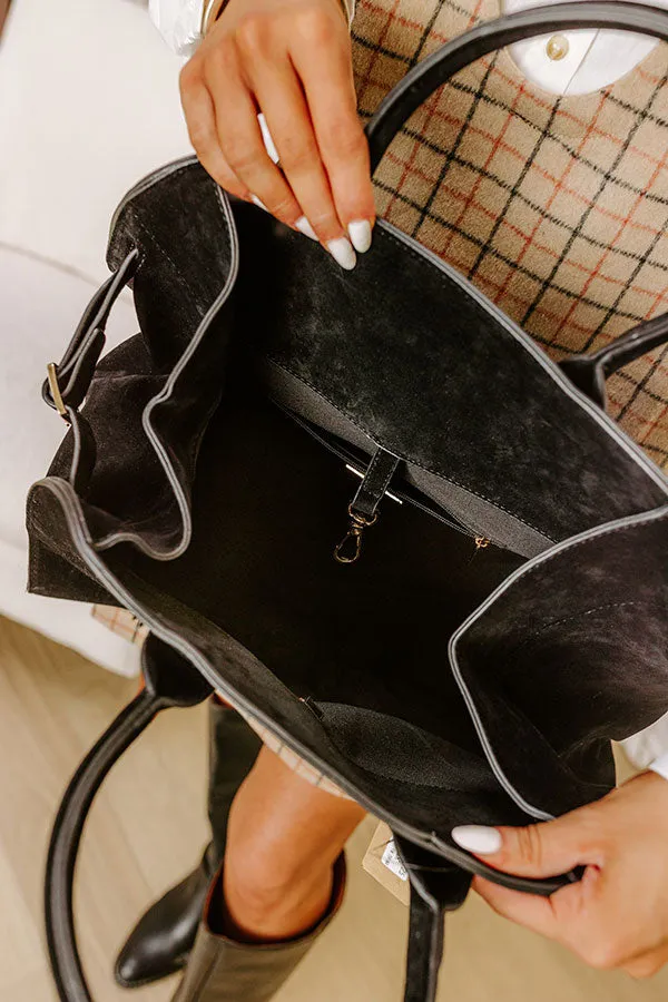 Casual Outing Faux Suede Tote in Black sold by Impressions product image thumbnail 4