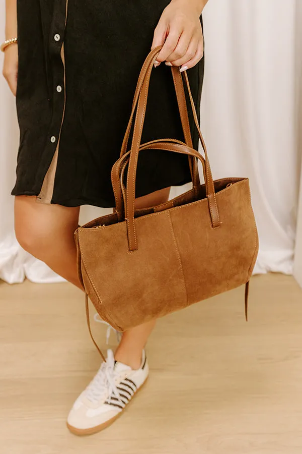 The City Life Faux Suede Tote in Chocolate sold by Impressions