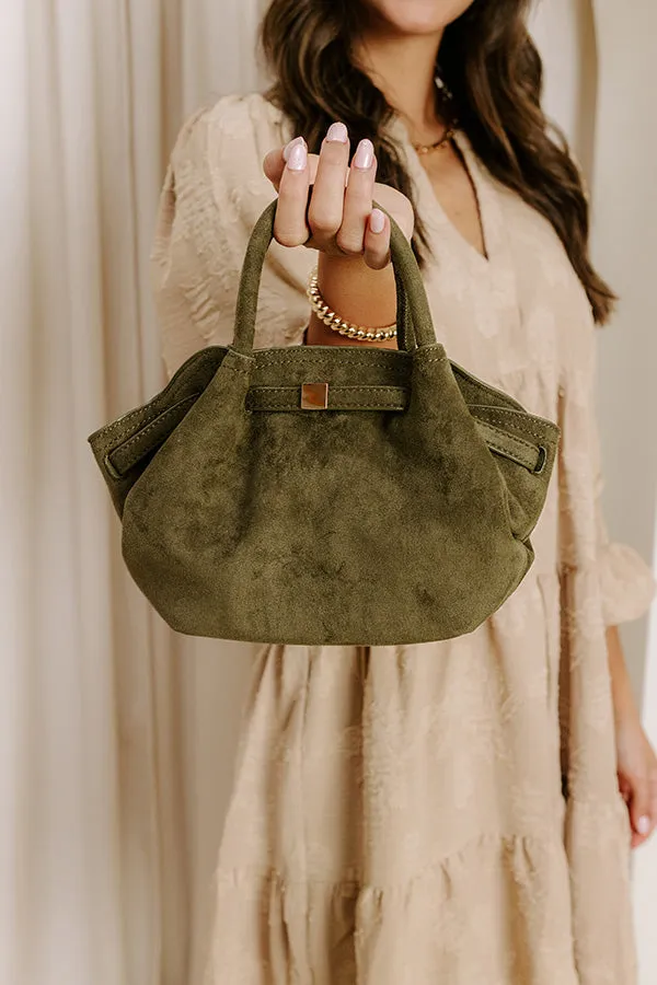 Central Park Chic Faux Suede Purse in Olive sold by Impressions