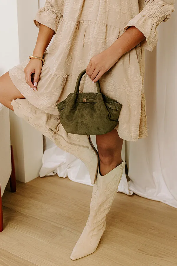 Central Park Chic Faux Suede Purse in Olive sold by Impressions product image thumbnail 2