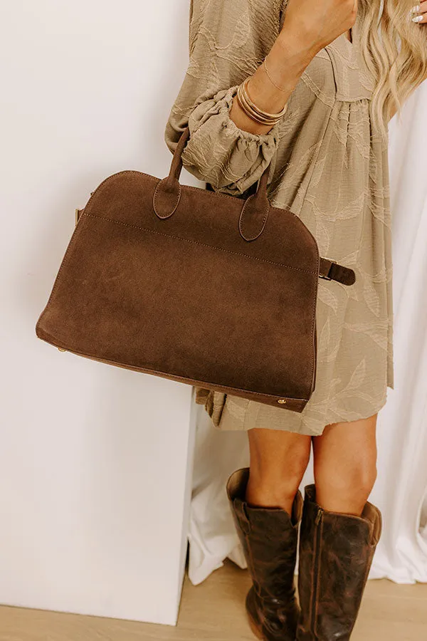 Casual Outing Faux Suede Tote in Chestnut sold by Impressions