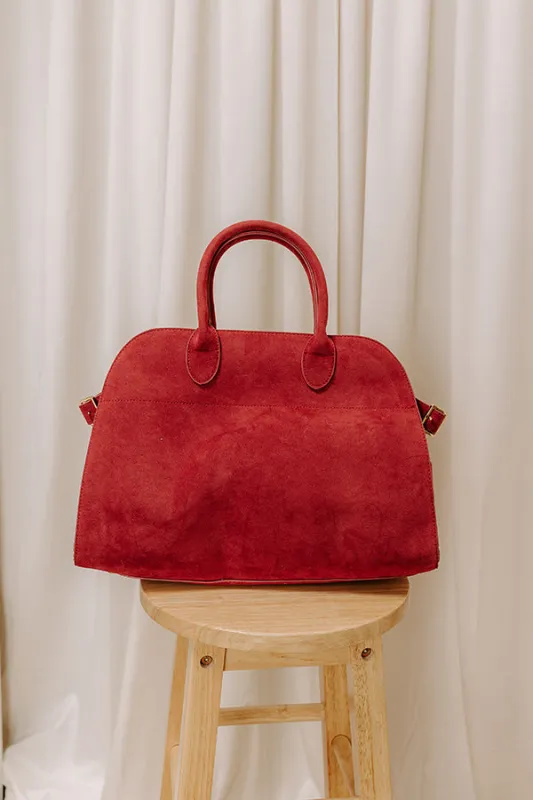 Casual Outing Faux Suede Tote in Red sold by Impressions