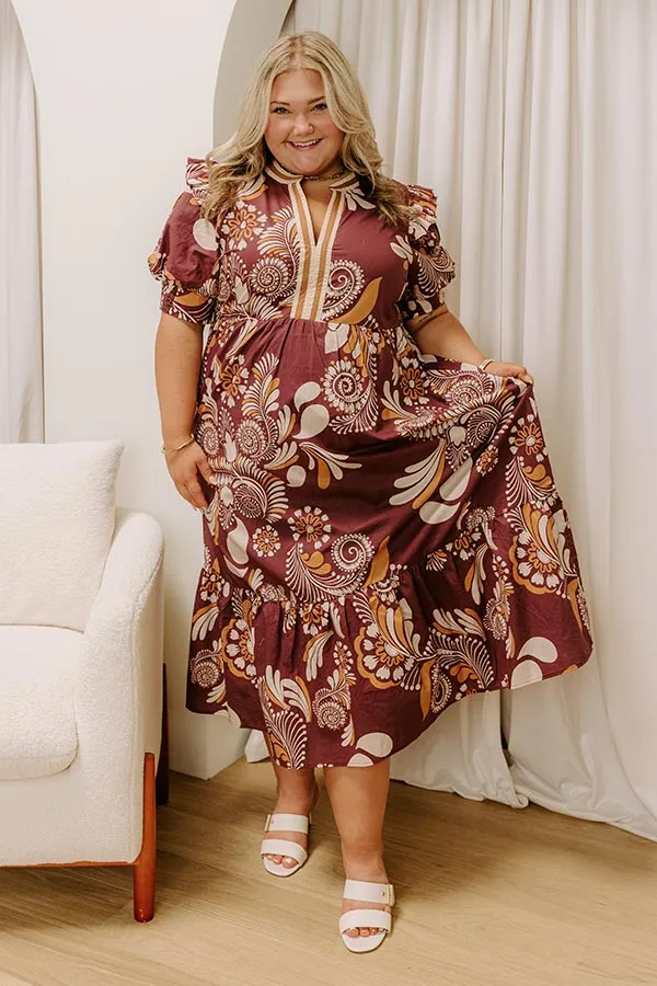 Meadow Merlot Floral Midi Dress Curves sold by Impressions product image thumbnail 3