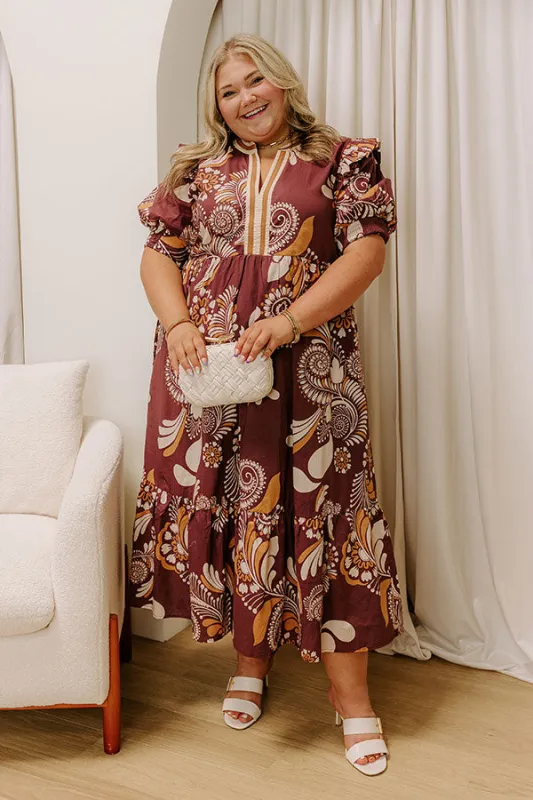 Meadow Merlot Floral Midi Dress Curves sold by Impressions
