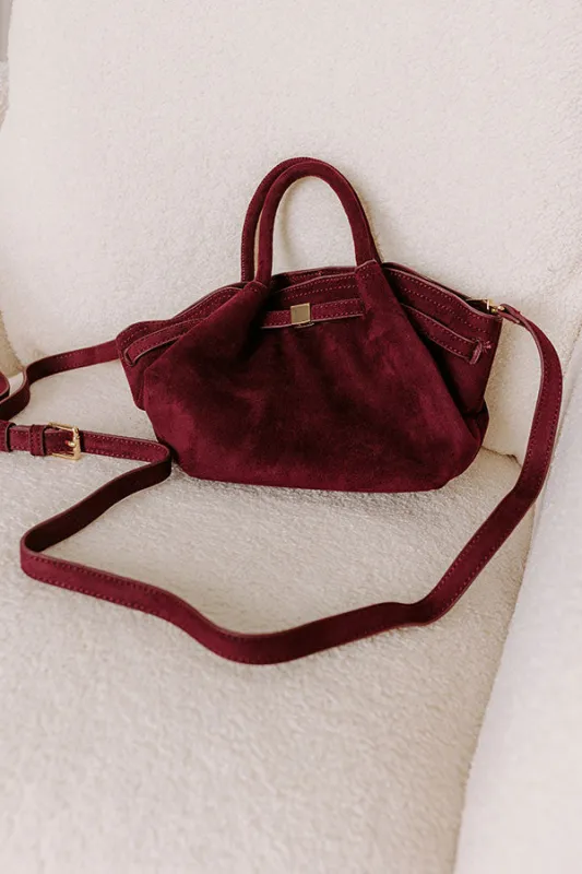 Central Park Chic Faux Suede Purse in Wine sold by Impressions