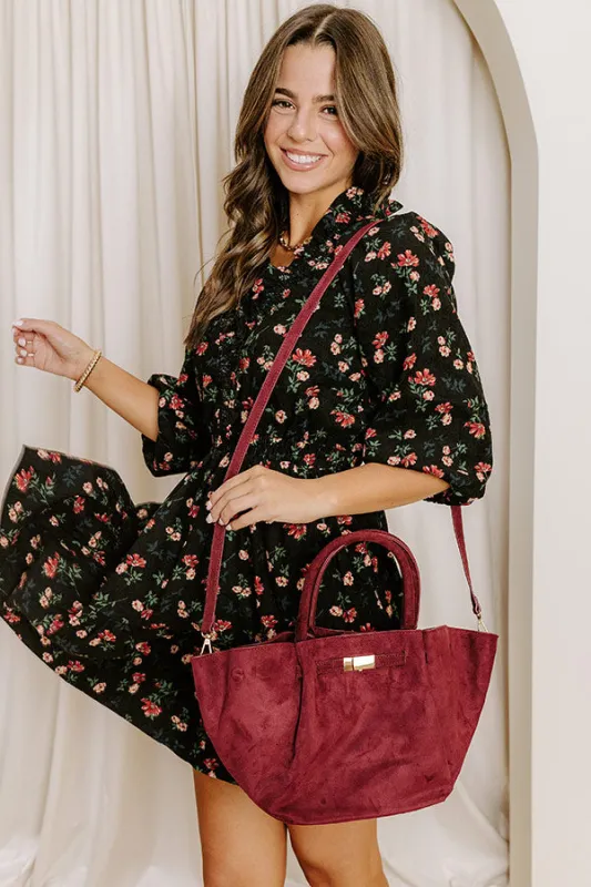 Soho Stroll Faux Suede Tote in Wine sold by Impressions