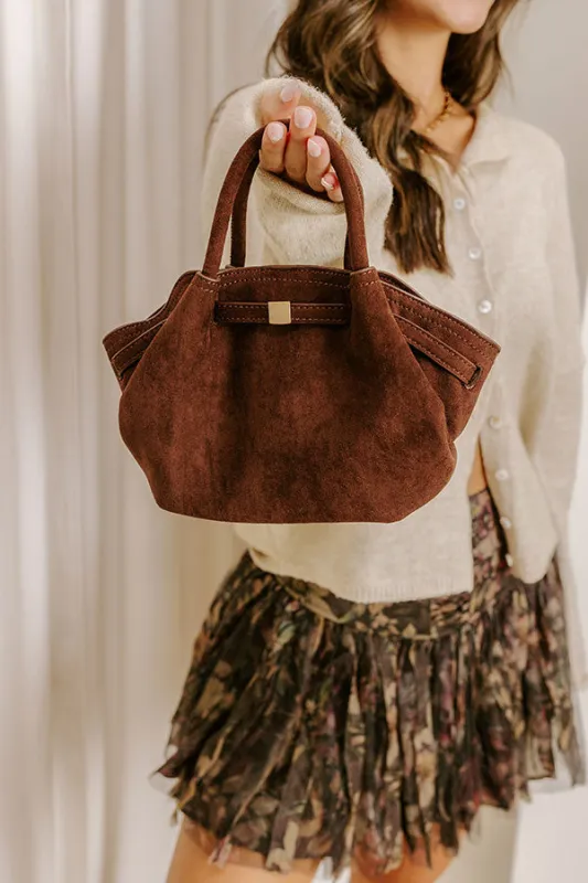 Central Park Chic Faux Suede Purse in Chestnut sold by Impressions
