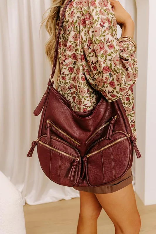 The Christine Faux Leather Hobo Tote in Merlot sold by Impressions