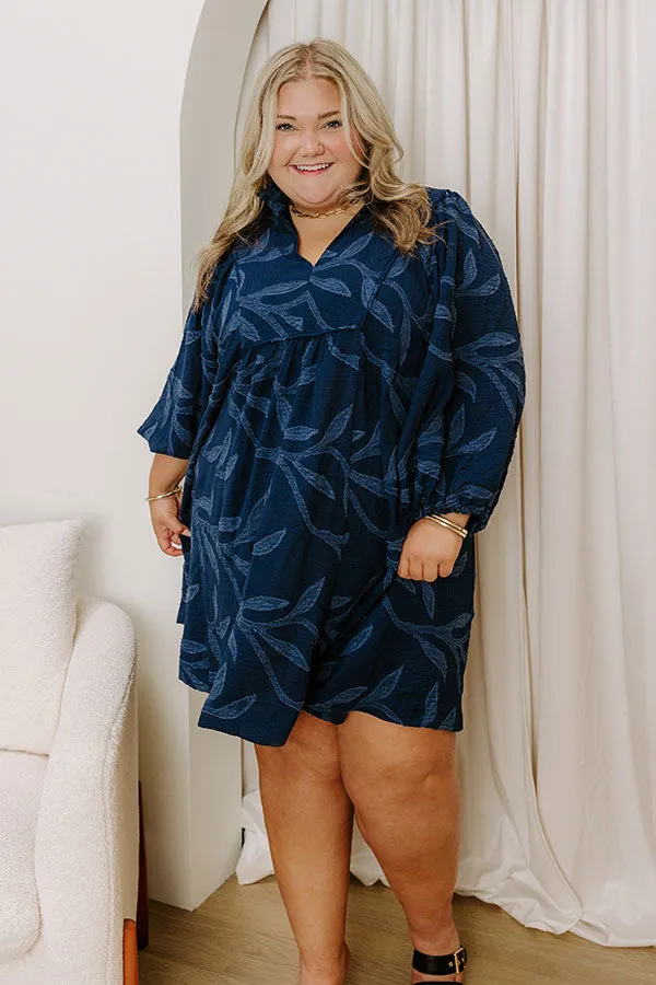 Kind Smile Jacquard Mini Dress in Navy Curves sold by Impressions product image thumbnail 2