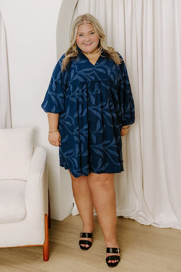 Kind Smile Jacquard Mini Dress in Navy Curves sold by Impressions product image thumbnail 4