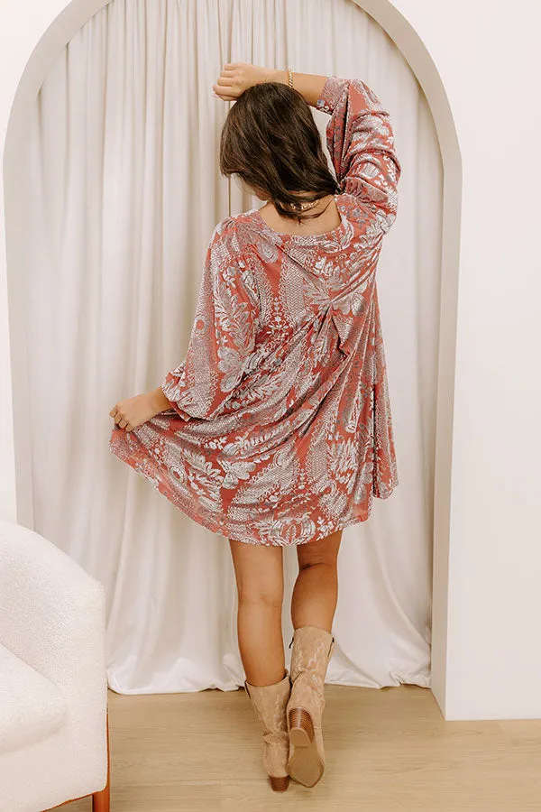Luxe Living Velvet Burnout Mini Dress in Rustic Rose sold by Impressions product image thumbnail 5