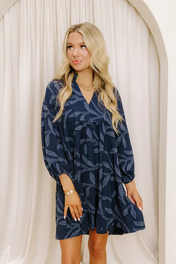 Kind Smile Jacquard Mini Dress in Navy sold by Impressions product image thumbnail 2