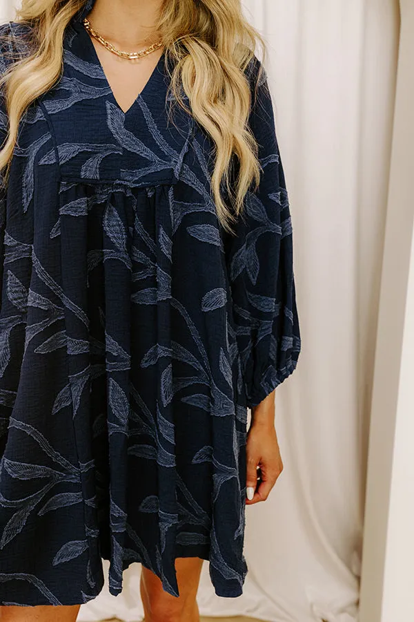 Kind Smile Jacquard Mini Dress in Navy sold by Impressions product image thumbnail 3