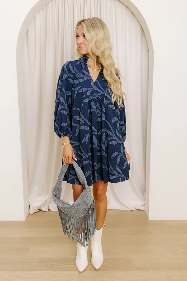 Kind Smile Jacquard Mini Dress in Navy sold by Impressions