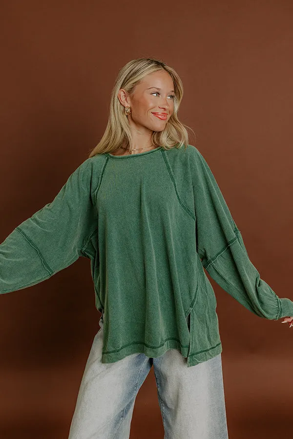 Cozy Comforts Vintage Wash Oversized Tee in Hunter Green sold by Impressions