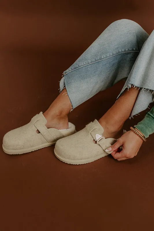 Portland Felt Mule Clogs in Oatmeal sold by Impressions