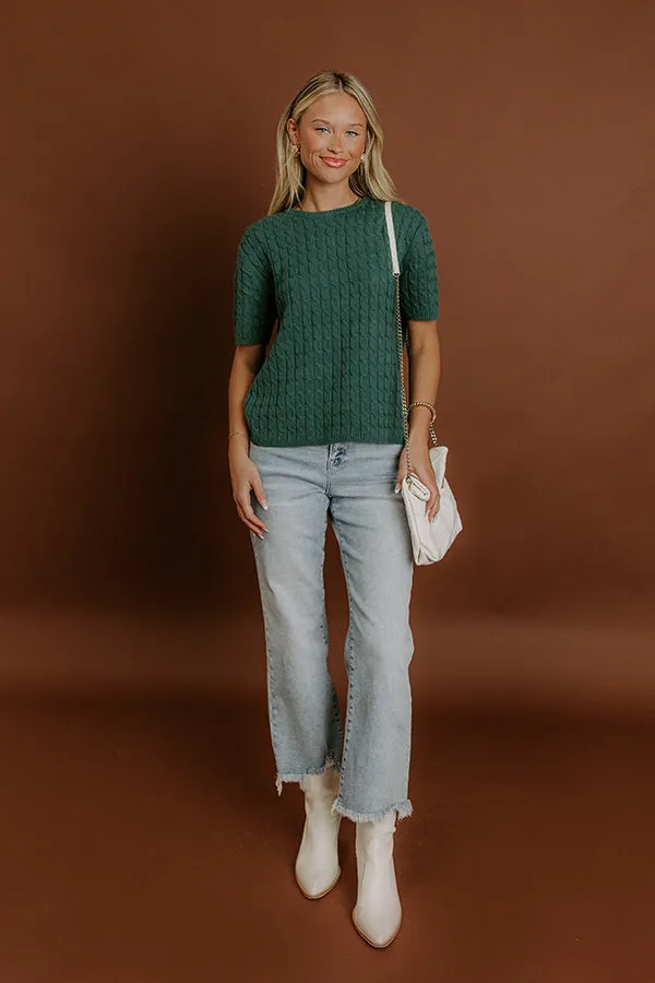 Uptown Charm Cable Knit Top in Hunter Green sold by Impressions product image thumbnail 2