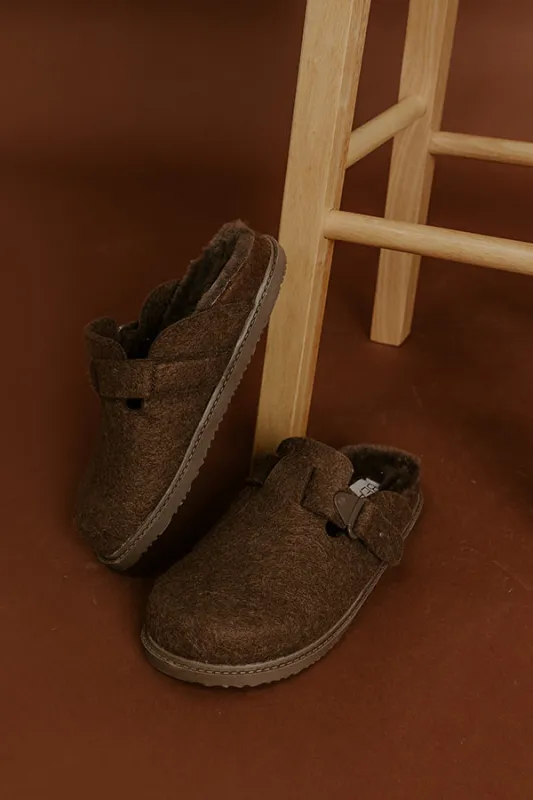 Portland Felt Mule Clogs in Espresso sold by Impressions