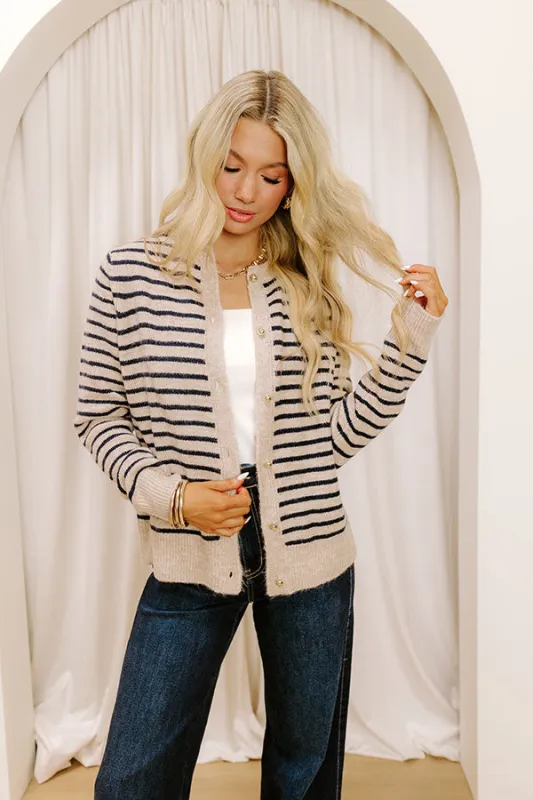 Cappuccino Please Stripe Cardigan sold by Impressions