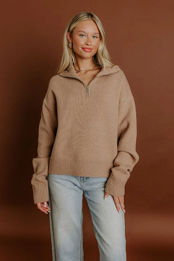 Brisk Stroll Quarter Zip Knit Sweater in Iced Mocha sold by Impressions product image thumbnail 4