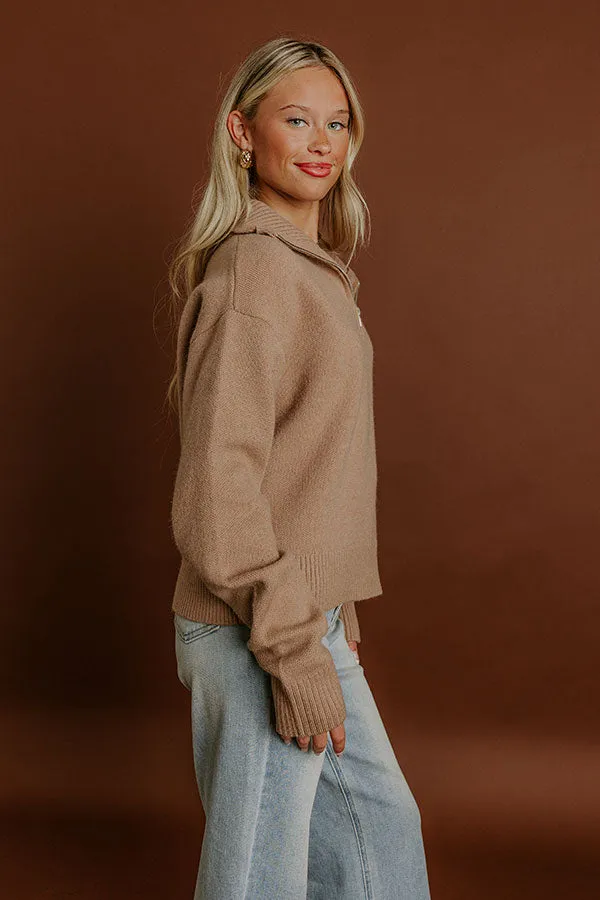 Brisk Stroll Quarter Zip Knit Sweater in Iced Mocha sold by Impressions product image thumbnail 5