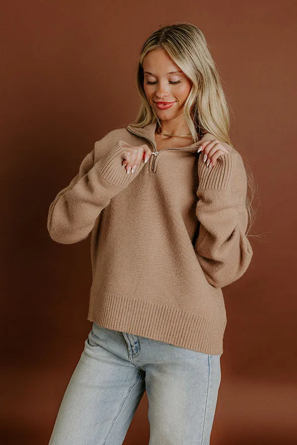 Brisk Stroll Quarter Zip Knit Sweater in Iced Mocha sold by Impressions product image thumbnail 2