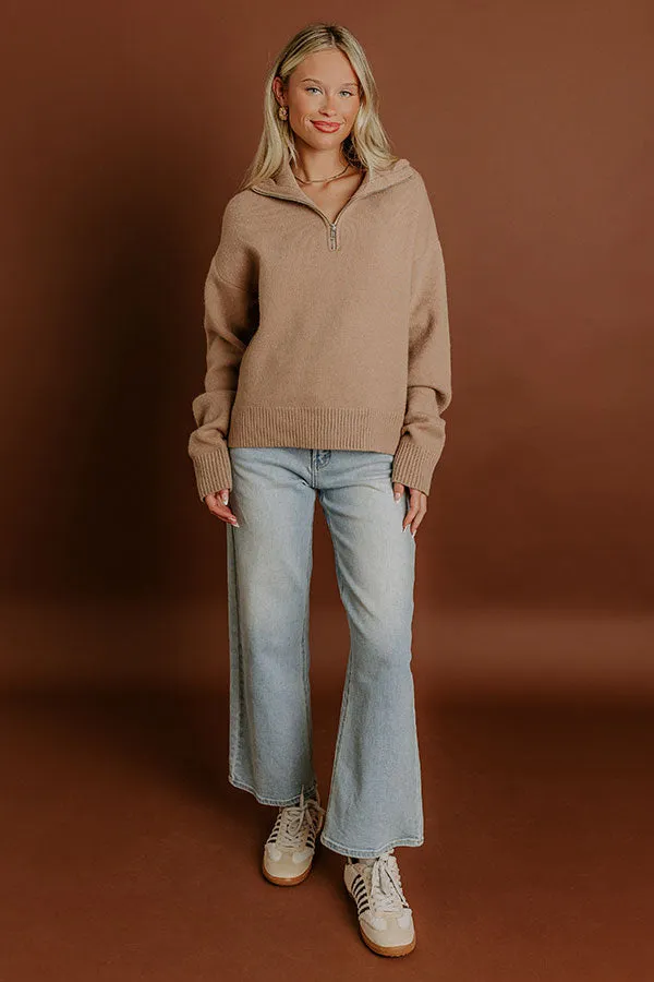 Brisk Stroll Quarter Zip Knit Sweater in Iced Mocha sold by Impressions product image thumbnail 3