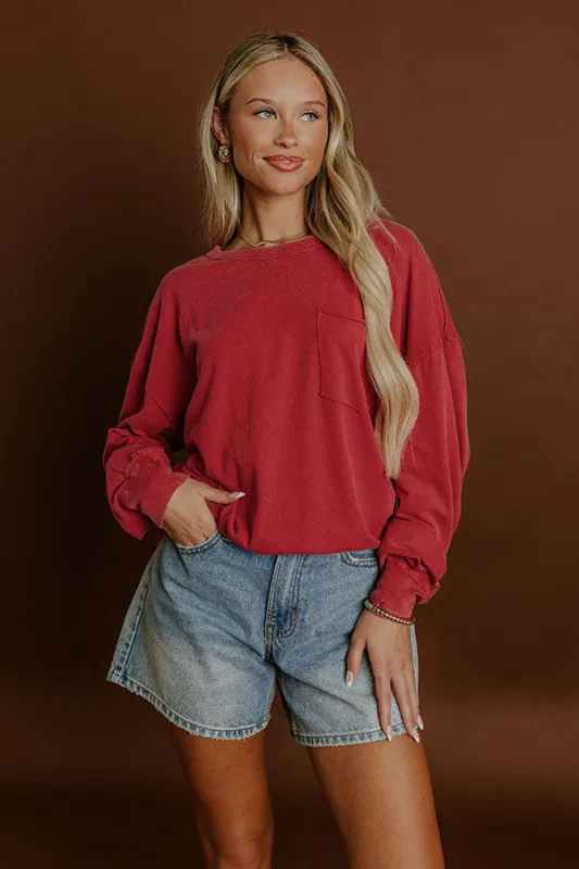 The Essential Oversized Vintage Wash Tee in Red sold by Impressions