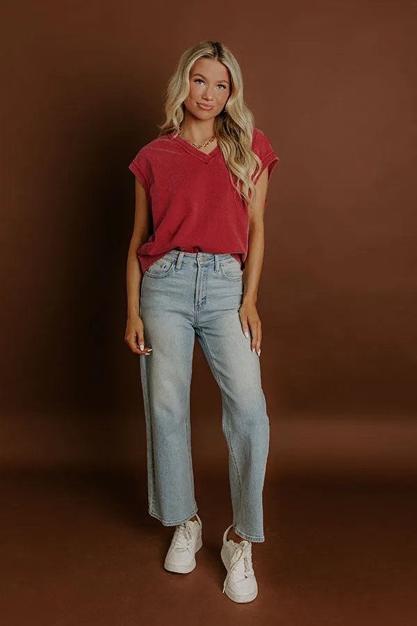 Casual Charm Vintage Wash Top in Red sold by Impressions product image thumbnail 2