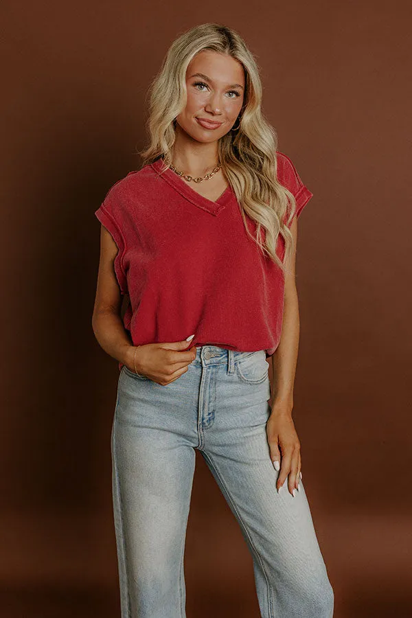 Casual Charm Vintage Wash Top in Red sold by Impressions product image thumbnail 3