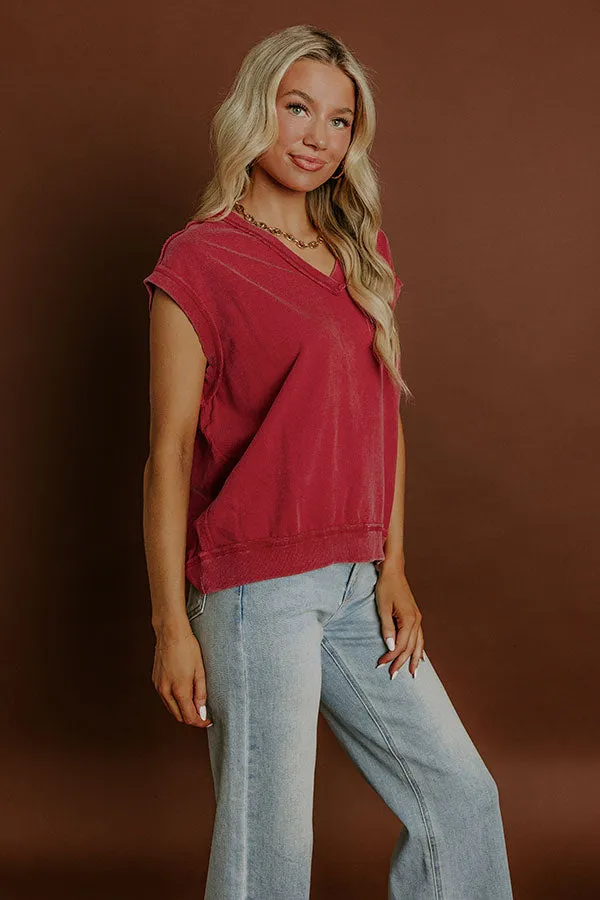 Casual Charm Vintage Wash Top in Red sold by Impressions product image thumbnail 4