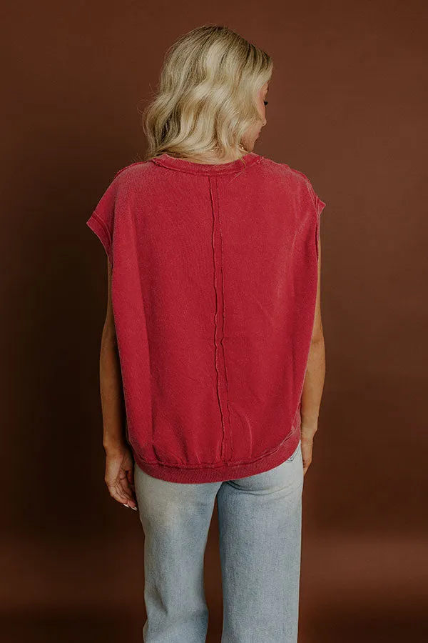 Casual Charm Vintage Wash Top in Red sold by Impressions product image thumbnail 5